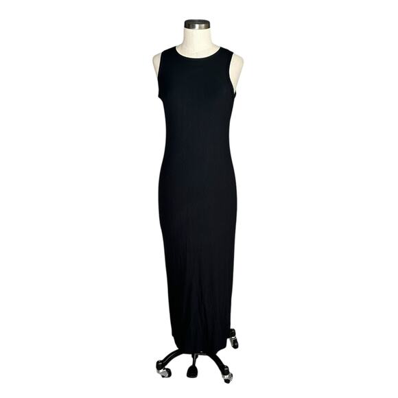 YITTY Black Ribbed Knit Bodycon Maxi Dress Women's Size Large Slip Tank Classic - Picture 1 of 7